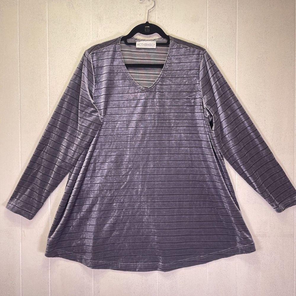 Motherhood Blouse‎ Top Woman Sz 1X GrayPurple Shimmy Maternity